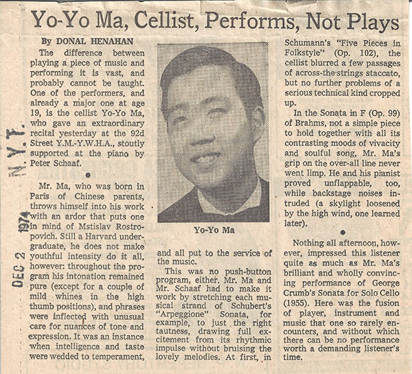 uberørt derefter eksplicit Yo-Yo Ma on 92Y@s stage at age…19 - The 92nd Street Y, New York